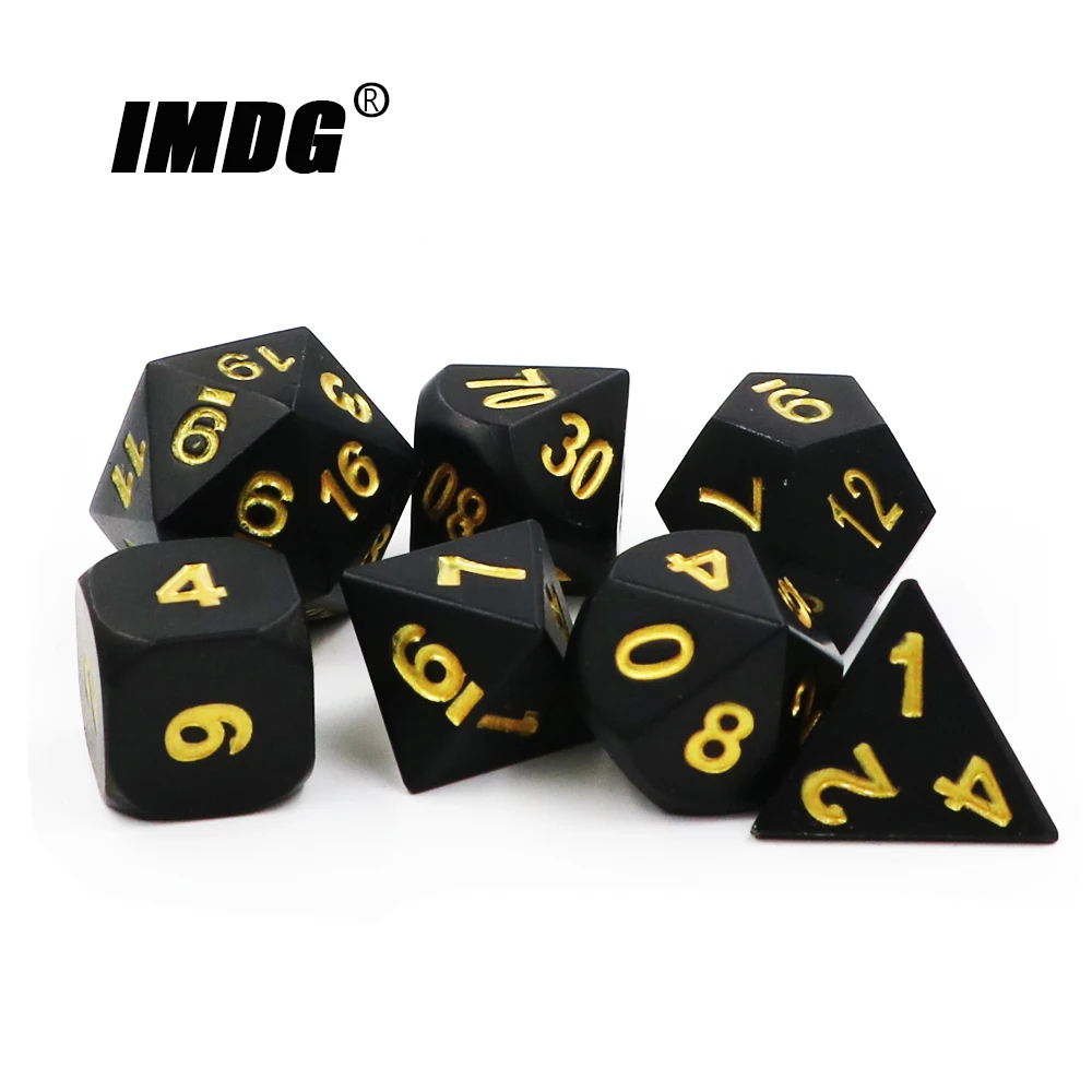 IMDG 7 шт./компл. креативные игровые кубики RPG многогранные металлические DND черного