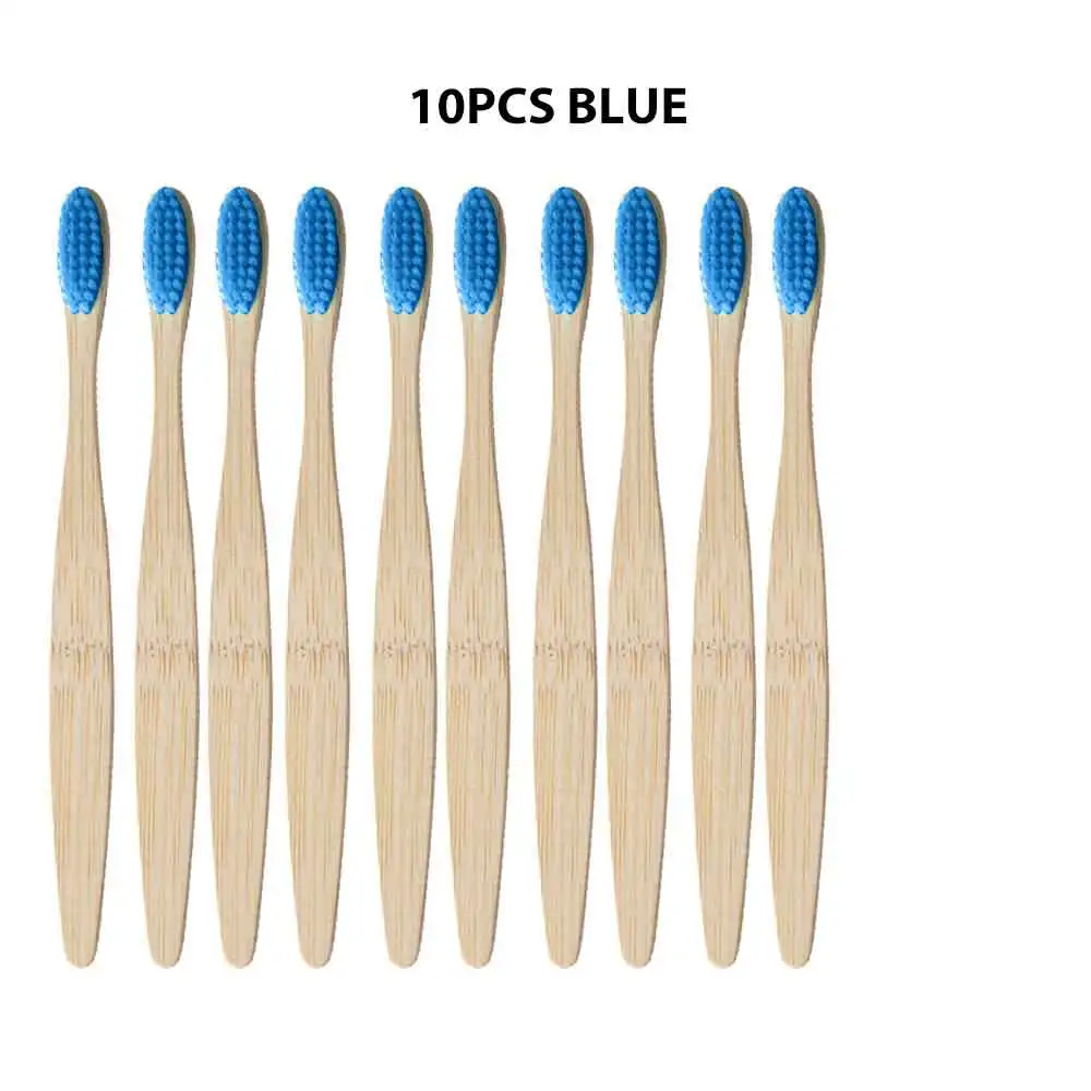 10pcs blue 10 шт./компл. окружающую среду с бамбуковым древесным углем Зубная щётка es для гигиены полости рта с низким содержанием углерода средней зубные щетки с мягкой щетиной для деревянной ручкой Зубная щётка - Цвет: 10pcs blue