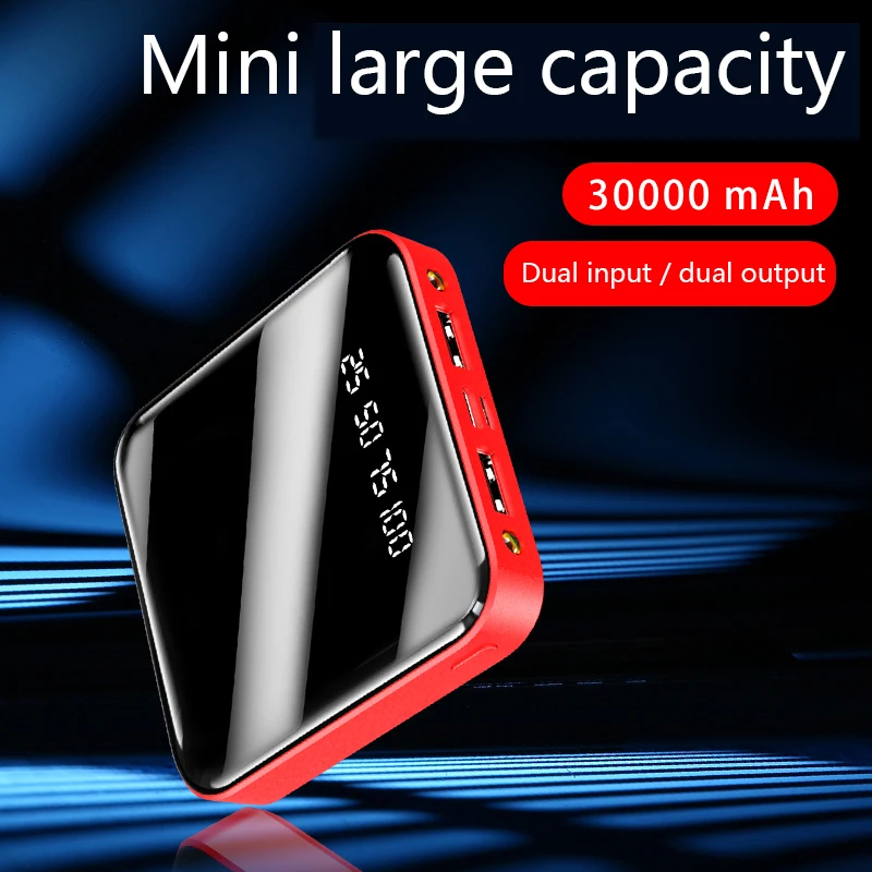 30000mAh Mini Power Bank Portable Fast Charging PowerBank 30000 Dual USB PoverBank External Battery Charger For Xiaomi Mi iPhone | Мобильные