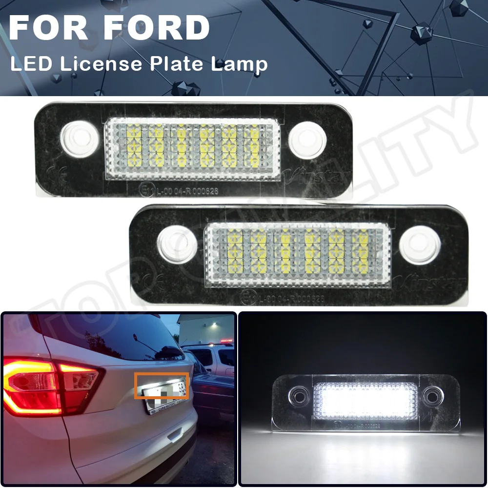 

2PCS LED Car License Plate Light White Number Plate Lamps Light SMD For Ford Fusion 02-12 For Mondeo MK2 96-00 For Fiesta MK5