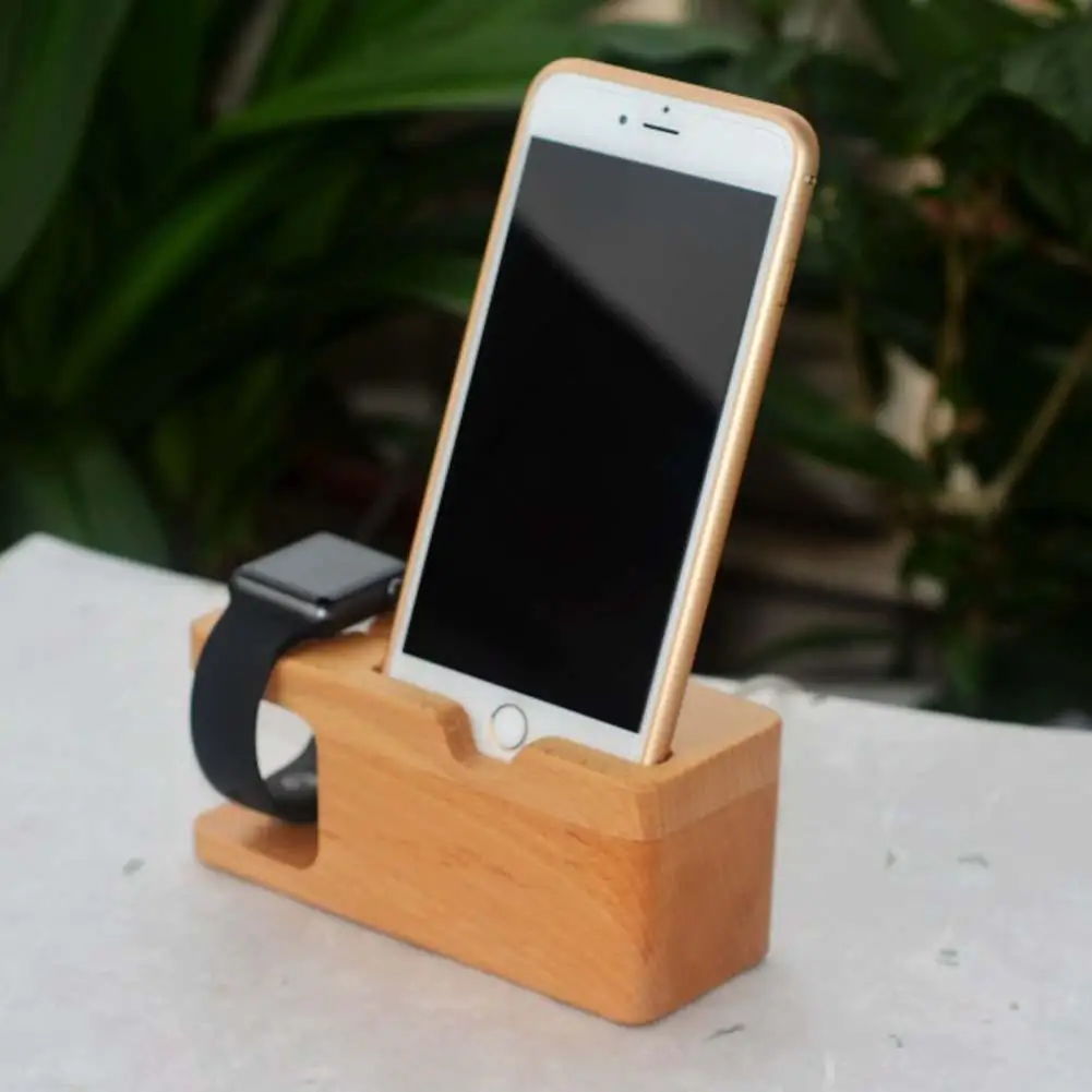 Бамбуковая зарядная станция док держатель с usb разъемом для Apple Watch iWatch iPhone 8X7 6 6s