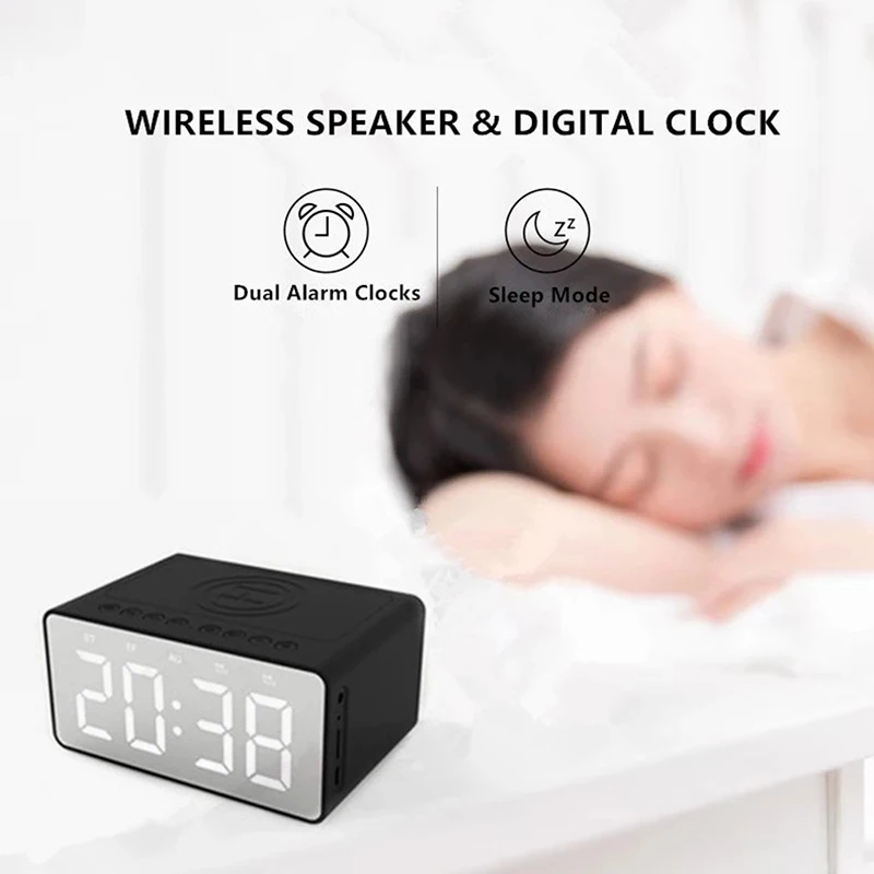 Дизайнерские цифровые светодиодные часы-будильник с беспроводным зарядным