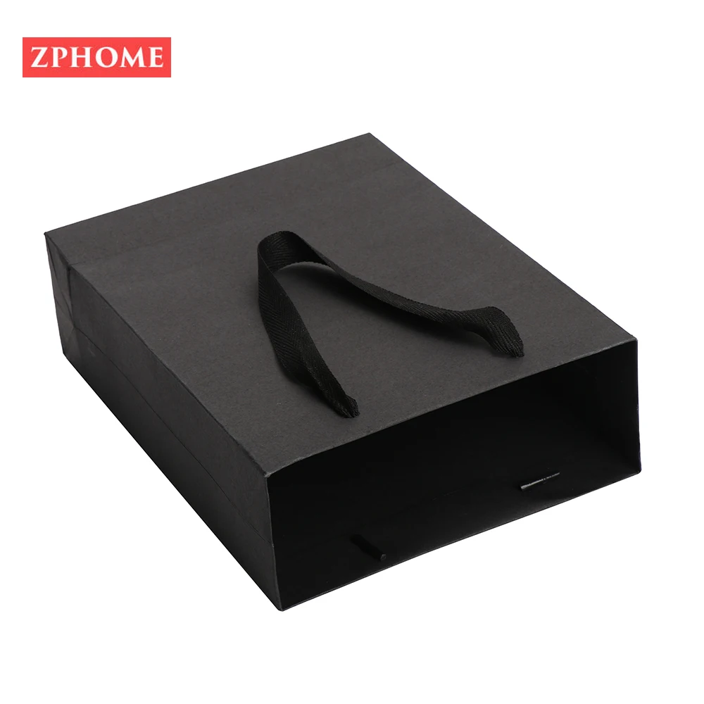 1 шт крафт бумажный подарочный пакет с ручкой черный свадебный подарок на день