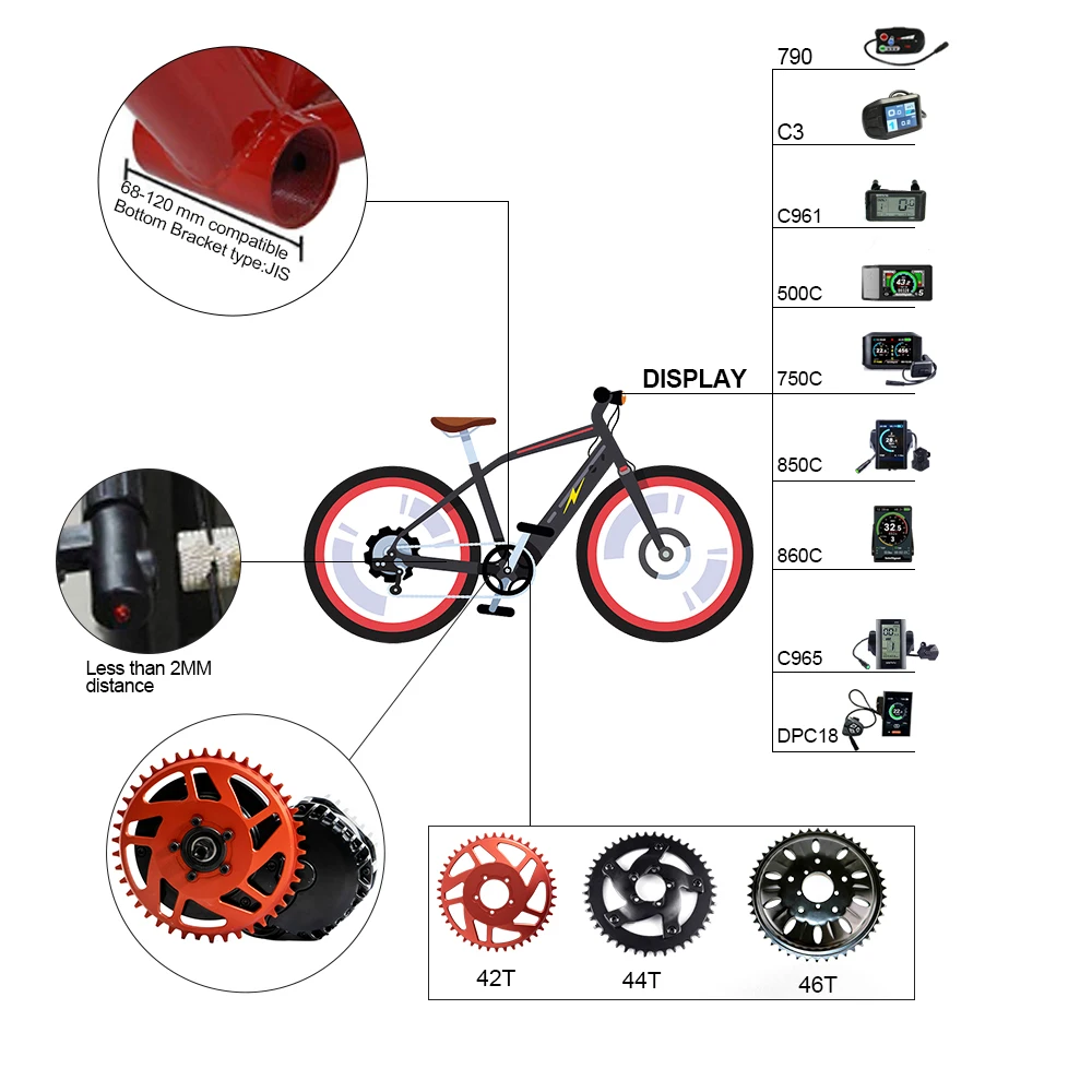Комплект для электровелосипеда Bafang/8FUN BBSHD мотор среднего привода M615 48 В 10 Ач 52 в 14