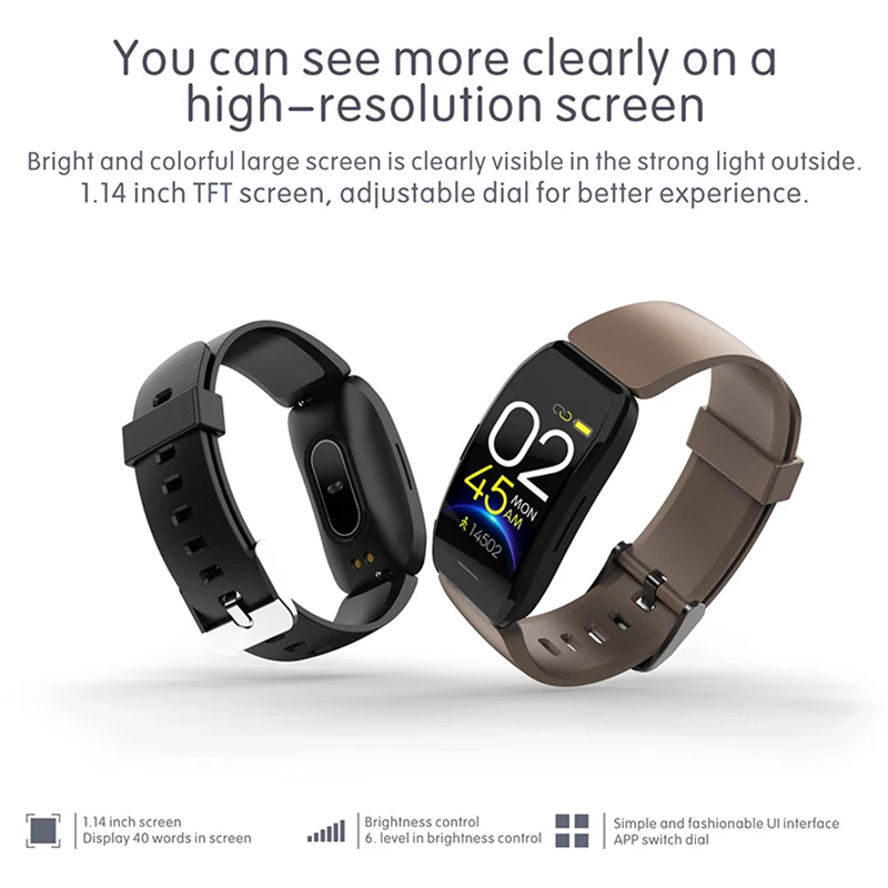 

C114 Smart Bracelet Waterproof Heart Rate Monitor Men Women Smart Band Alarm Clock Sports Watch SmartWatch For Android IOS Phone