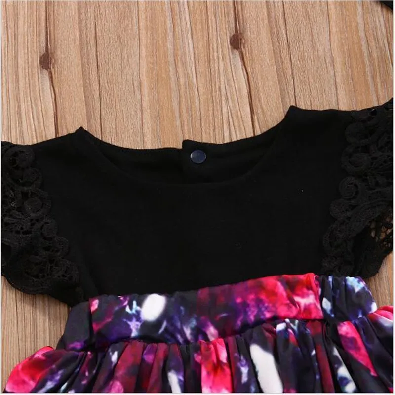 Платье для девочки с цветочным узором и кружевом | Мать ребенок