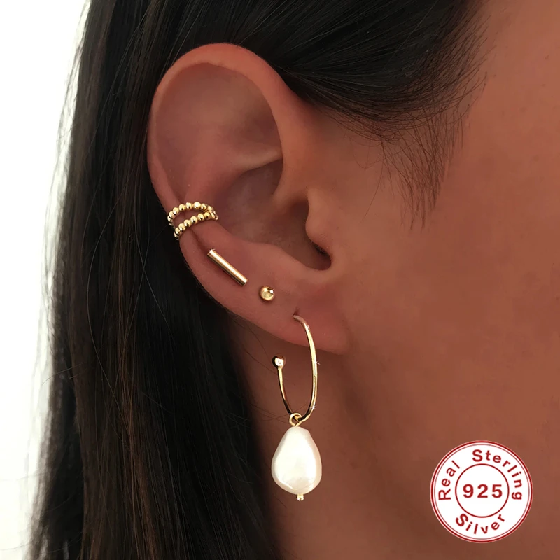 

CANNER 2pcs 925 Sterling Silver Fake Without Piercing Cuff Earrings Wrap Earrings For Women No Piercing Clip Adjustable Jewelry