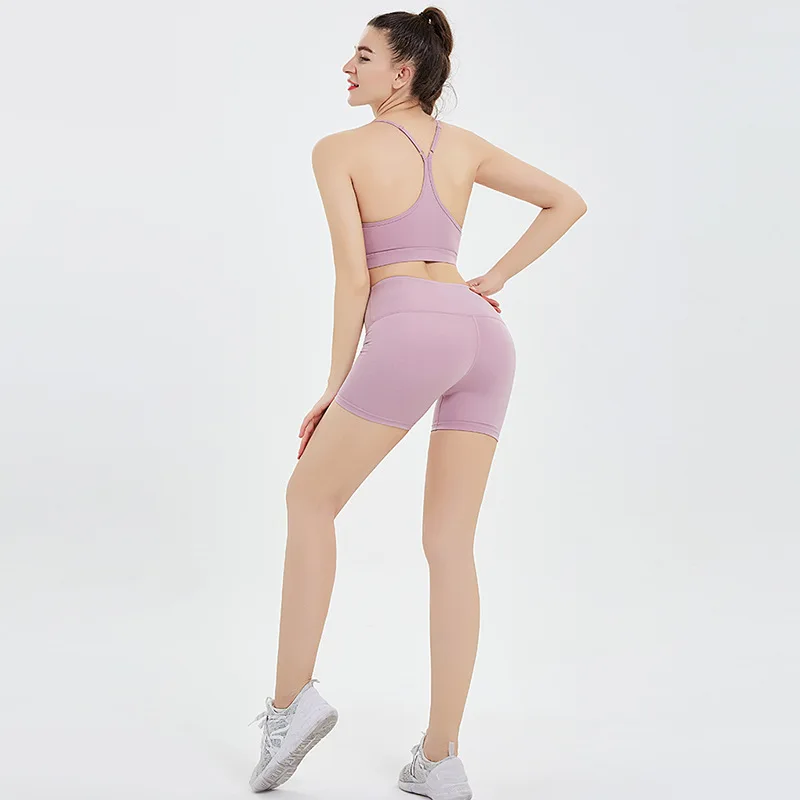 

Women Yoga Set Leggings 2Pcs Sports Vest Shorts Suit Fitness Sports Bra Gym Clothing Adjustable Shoulder Strap Women's Tracksuit