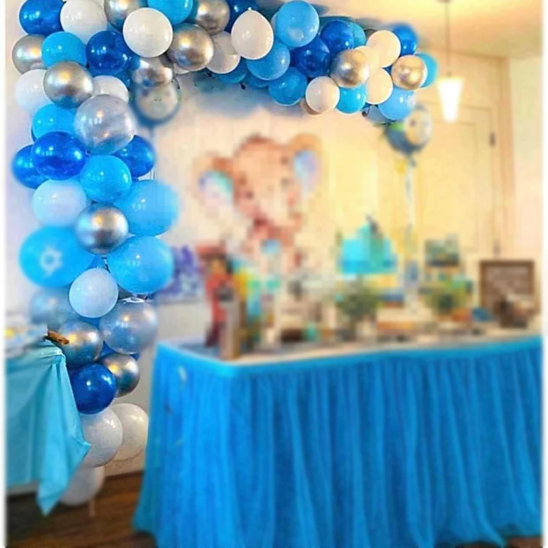 

Balloon Garland Arch Set Blue White Silver 100pcs Latex Ball Package Boy Birthday Baby Party Background Decoration Suit Supplies