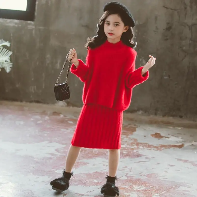 Комплект одежды для маленьких девочек-подростков трикотажный пуловер свитер