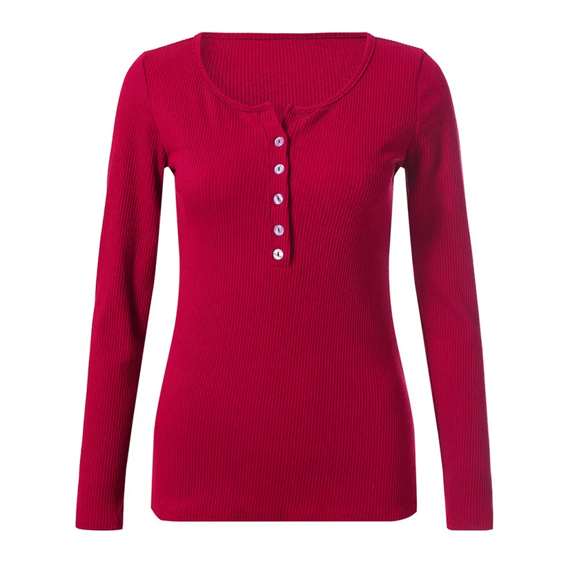 Ropa mujer In women's футболки женские с v образным вырезом Хенли тонкие длинным рукавом
