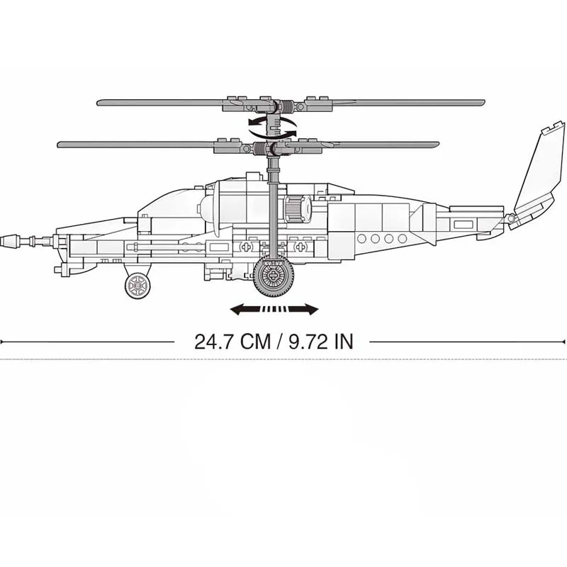 Военная серия Русский KA-50 модель истребителя DIY аксессуары строительные блоки