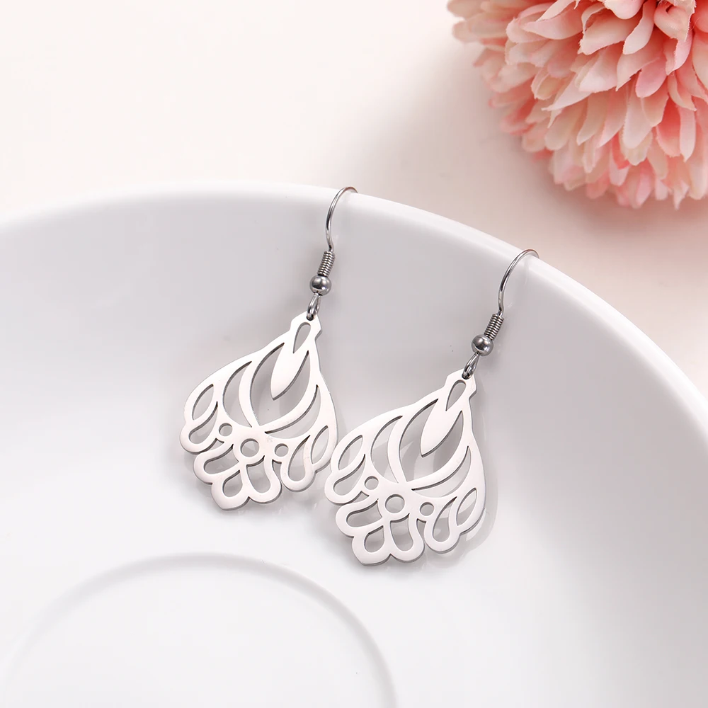 COOLTIME золотистые черные элегантные узорные полые серьги из нержавеющей стали не