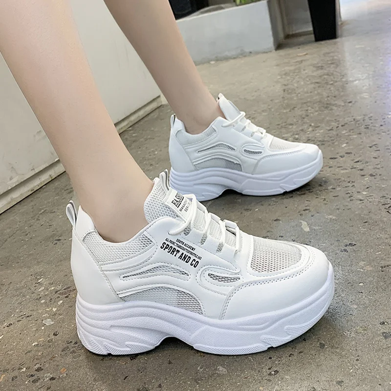 

Women's mesh breathable sneakers, summer new style fashion increase, women's shoes slope heel casual shoes
