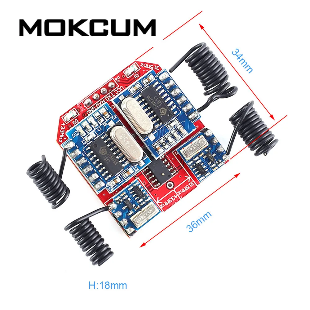 DC 5В двухчастотный 315 м 433 МГц передатчик + приемник UART беспроводной контроллер