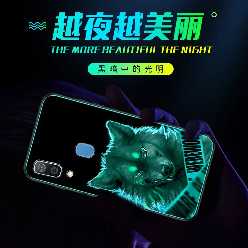 SemgCeKen Luminous Tempered glass case for samsung galaxy A30 A50 A 30 50 luxury original phone 3d hard mirror back cover coque |
