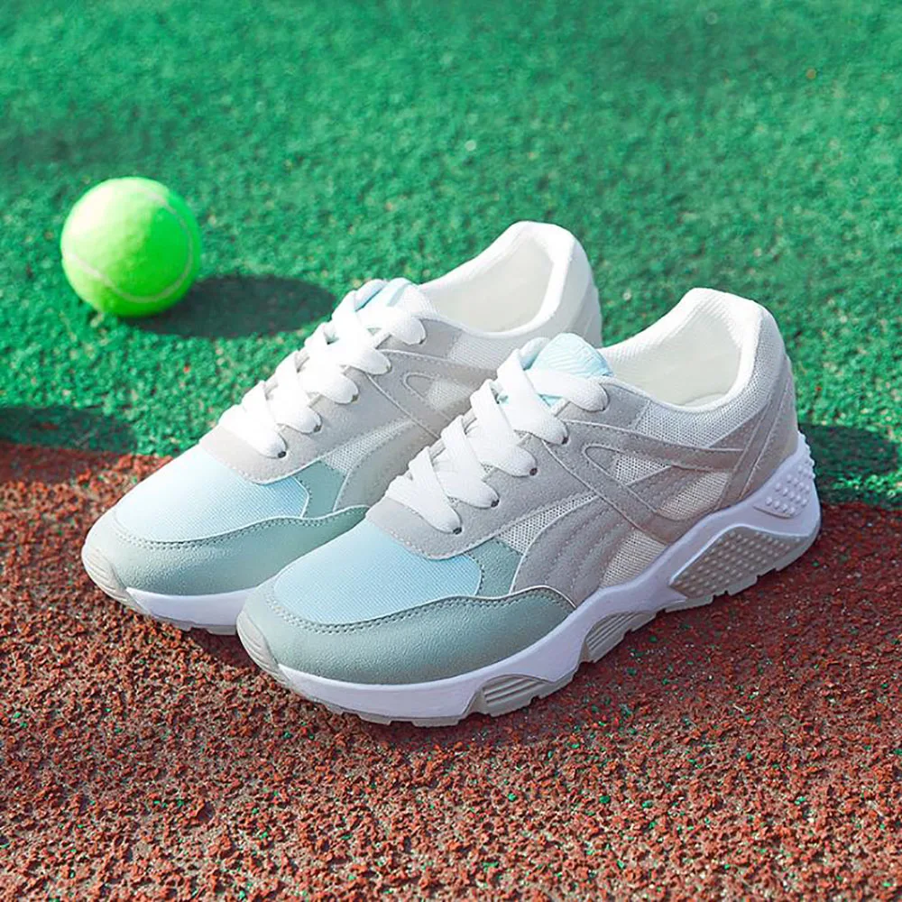 

Women's Platform Sneakers 2020 Fashion Women Mesh Breathable Chunky Shoes Ladies Trainers Footwear Breathable Lace Up Flat Shoes