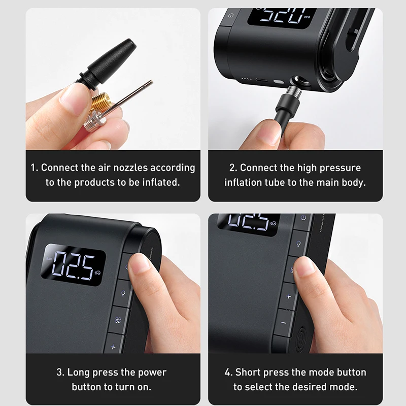 

Car Air Compressor 4000mah Battery Tire Inflator Protable Electric Car Air Pump Digital Auto Tyre Pump For Motorcycle