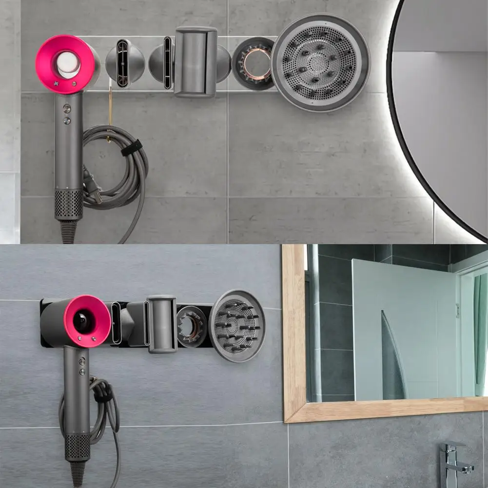 wall mount hair dryer holder hairdryer stand bracket nail free bathroom storage rack organizer for dyson supersonic hair dryer free global shipping