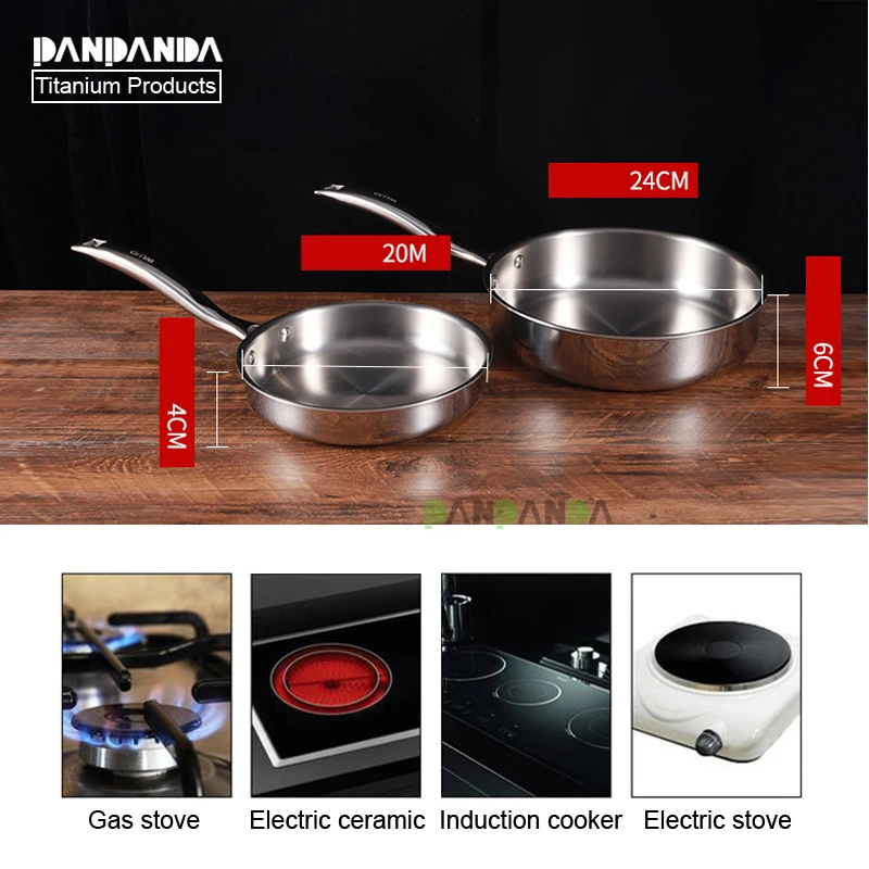 PANPANDA чистый титановый поддон для сковороды без покрытия бытовой стейк омлет газ