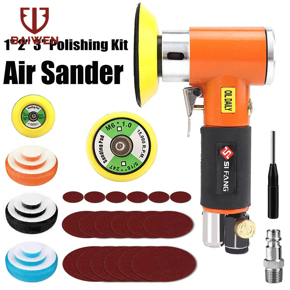 

75pcs Air Sander Mini Pneumatic 2"/3" Grinding Machine for Car Polishing High Speed Buffer Dual Action Orbital Polisher Tools