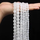 Бусины из натурального камня, круглые бусины с лунным камнем белого цвета для изготовления ювелирных изделий, рукоделия, браслетов, ожерелий, нитка 6810 мм