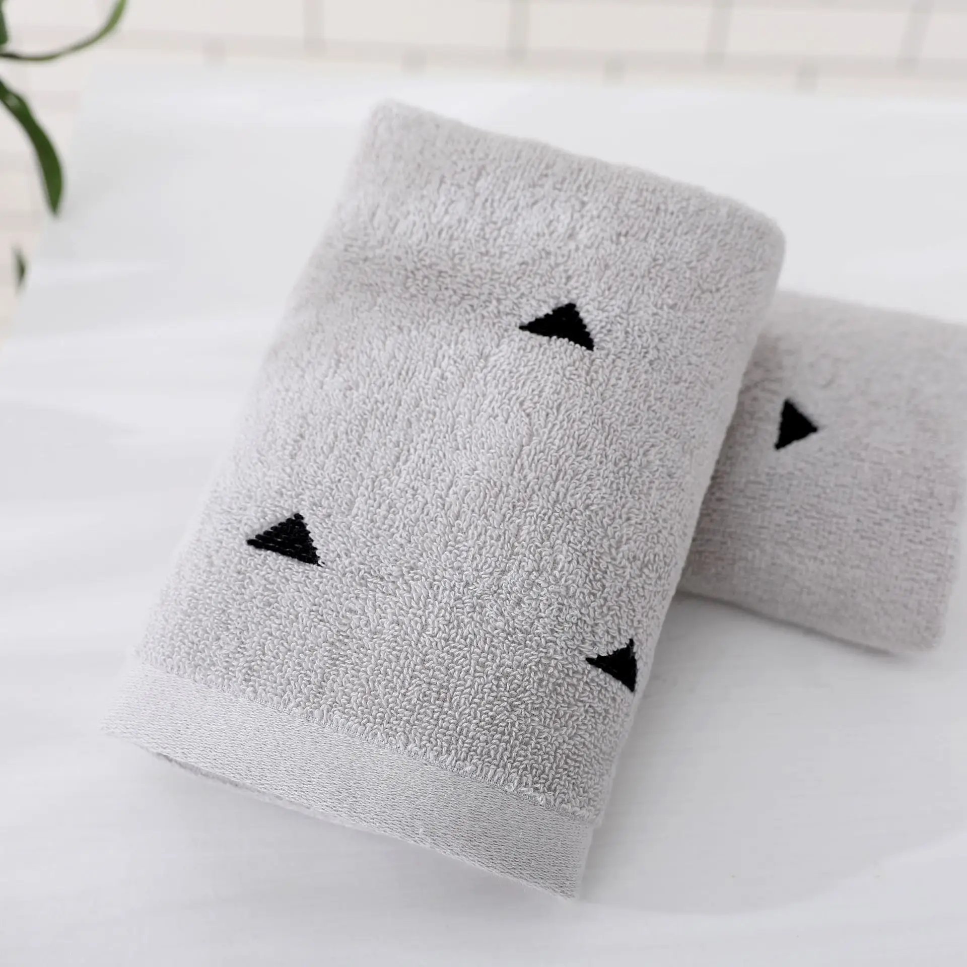 

2PC 100% Cotton Hand Towels Dobby Yarn Dyed Quick Dry Strong Absorbent Hair Face Towel for Adult 34X75cm