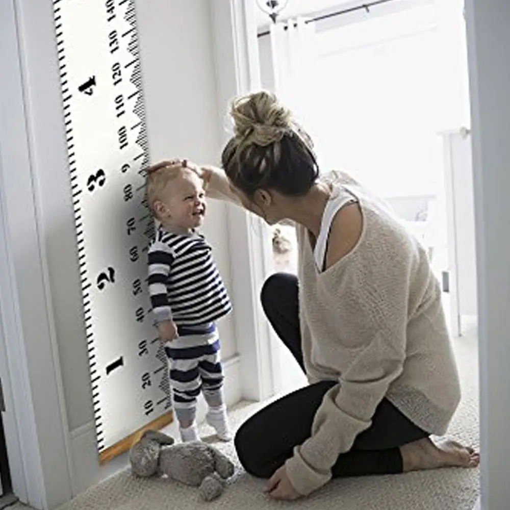 Детская холщовая Подвеска для измерения роста белая 20x200 см|Декоративные карты