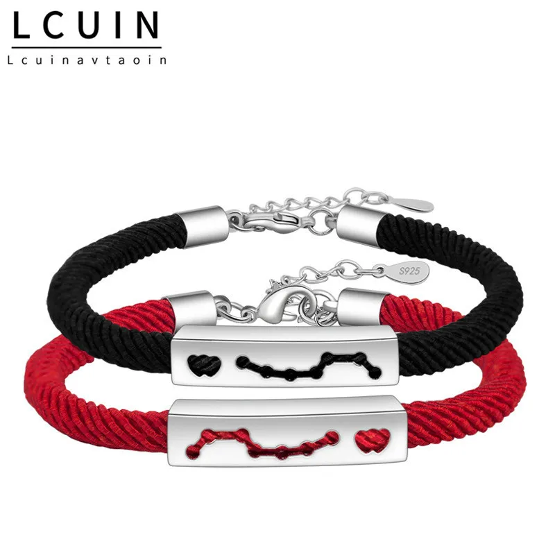 

Браслет для мужчин и женщин, ПОЛАРИС, красная веревка, Серебряное украшение