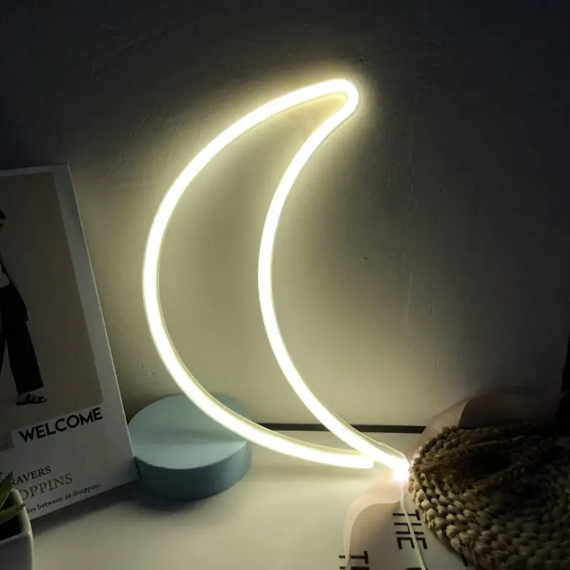 

Moon Neon Sign Lights for Bedroom Wall Decor USB/Battery LED Neon Night Light Home Party Room Decorations for Girls Kids New 1PC