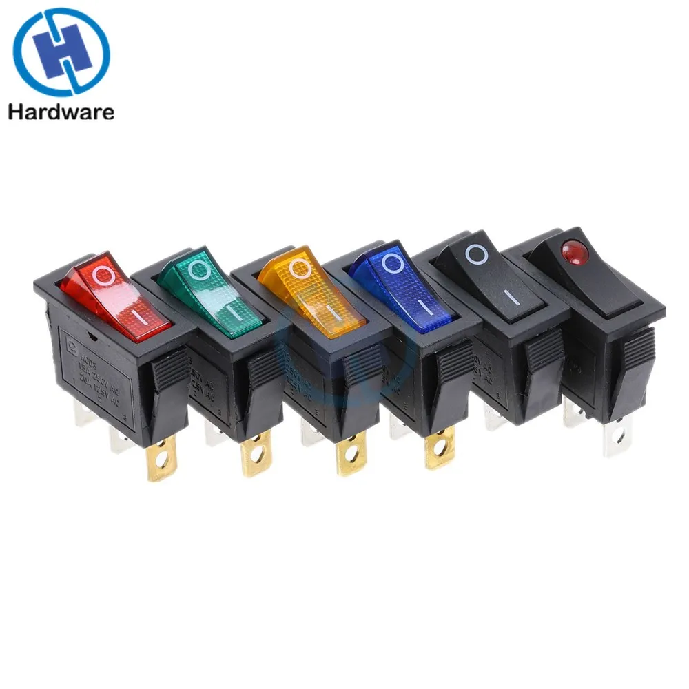 KCD3 220V ON/OFF кулисный переключатель SPST однополюсный 2 Позиции 20A 125VAC светодиодный