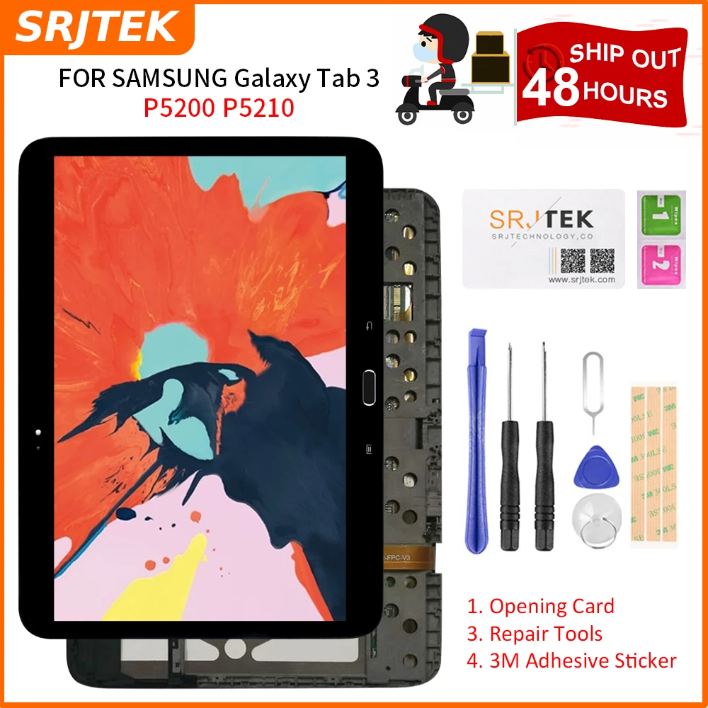 ЖК-дисплей для Samsung Galaxy Tab 3 дигитайзер сенсорного экрана с рамкой в сборе P5200 P5210