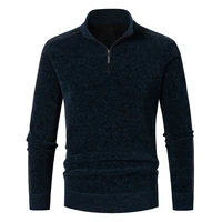winter mens fleece thicker sweater half zipper turtleneck warm pullover quality male slim knitted wool sweaters for spring