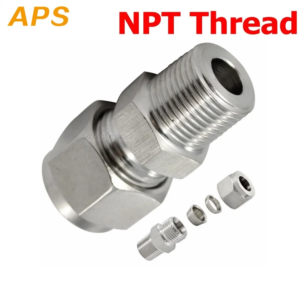 2 шт. нержавеющая сталь 304 1/2 &quotNPT наружная резьба x 16 мм OD труба компрессионная