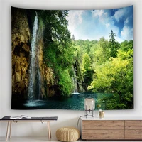 tapestries green forest landscape wall hanging couches love home decoration bedspreads large woven custom