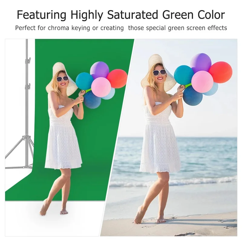 

Professional Green Screen Backdrop Studio Photography Background Polyester-Cotton Fabric Seamless for Portrait Product Shooting