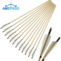 612pcs 31 archery arrow handmade wooden arrows with 5 turkey feather diy outdoor sports shooting practice hunting accessories