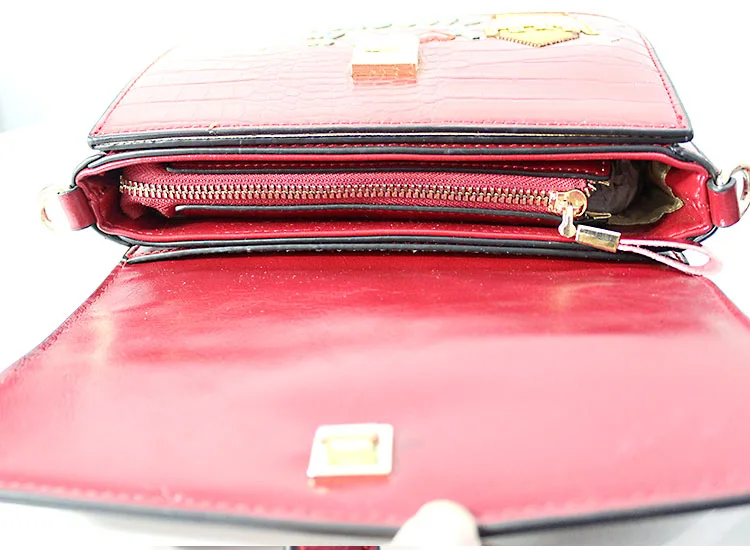 

GINYEZI Women's bag leather embroidery Handbag Shoulder Bag Handbag alligator design bag