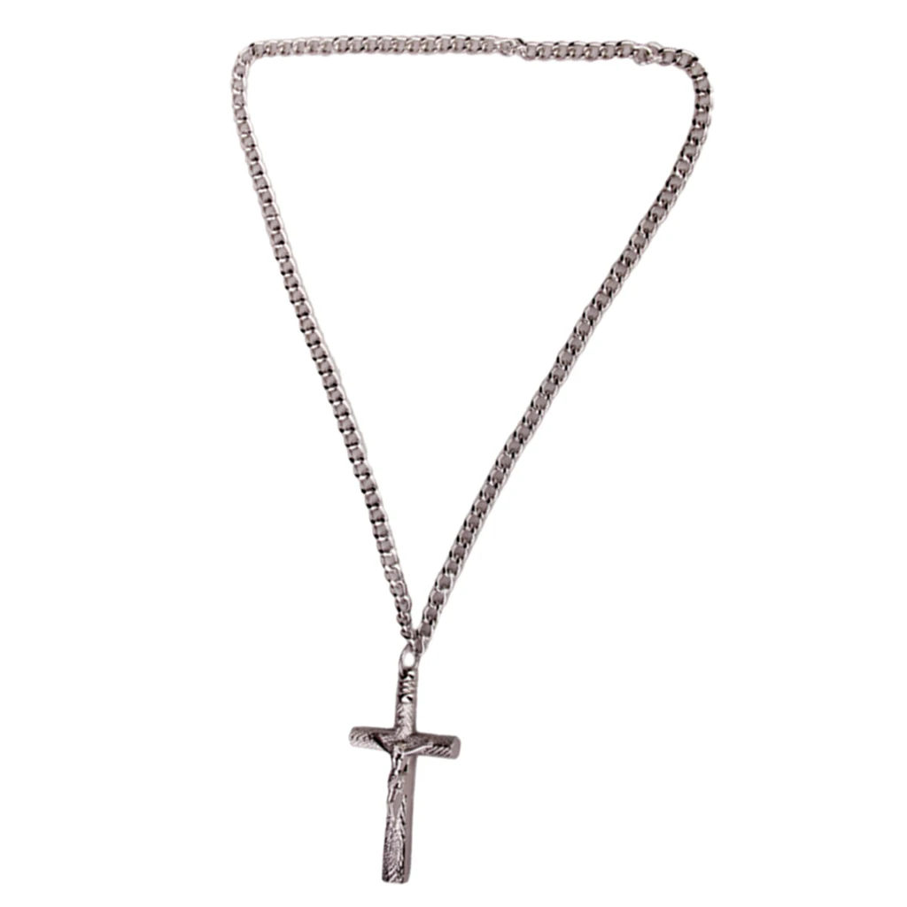 Хромовая сталь Pld Крест Христианский барабан ключ Иисус Распятие ожерелье