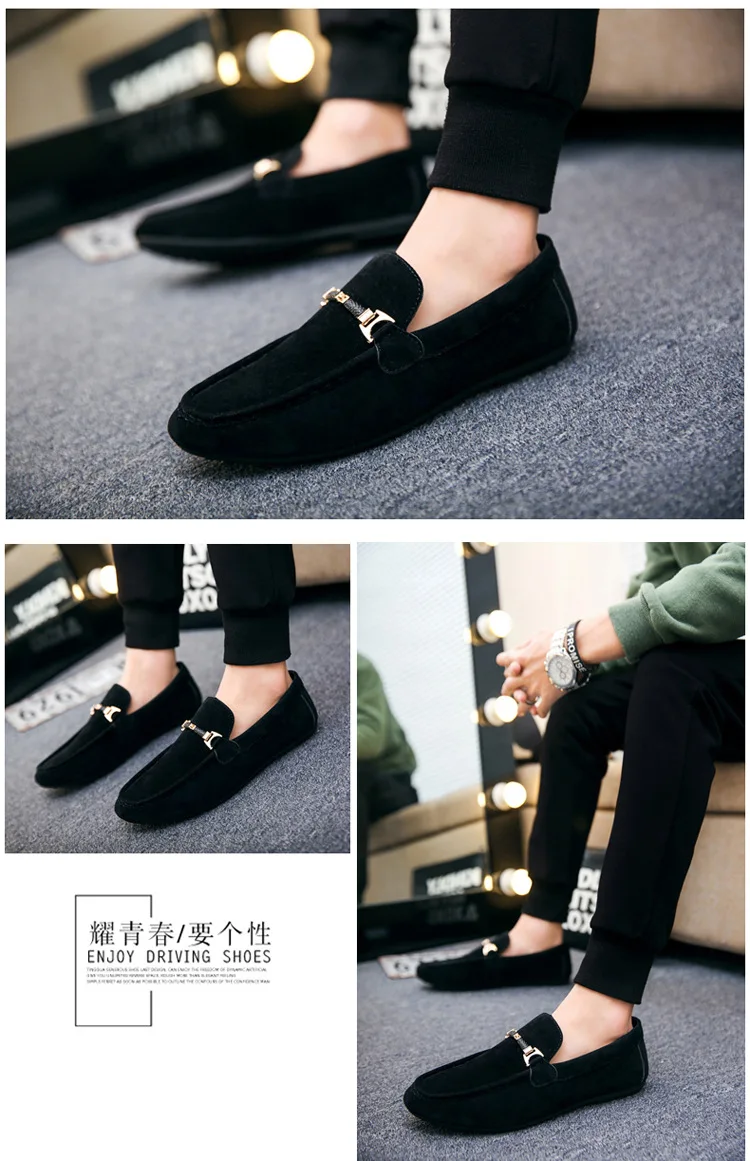 Designer Shoes Men Zapatos De Hombre Slip-On Leather Shoes Casual Male Shoes Adult Red Driving Moccasin Soft Non-slip Loafers