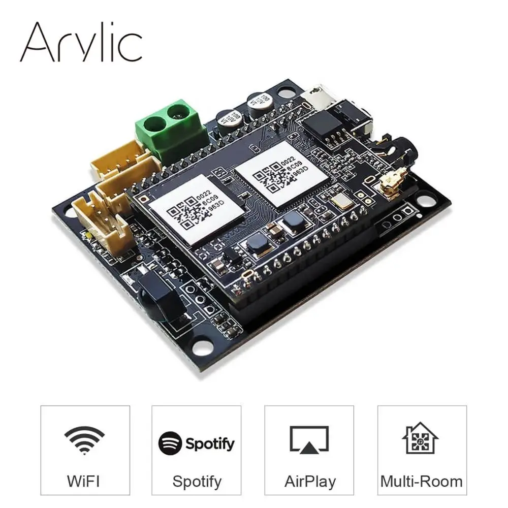 Up2stream Mini V2 WiFi Аудио приемник модуль Плата с Spotify Airplay DLNA 24 бит 192 кГц FLAC мультирум Android iOS приложение