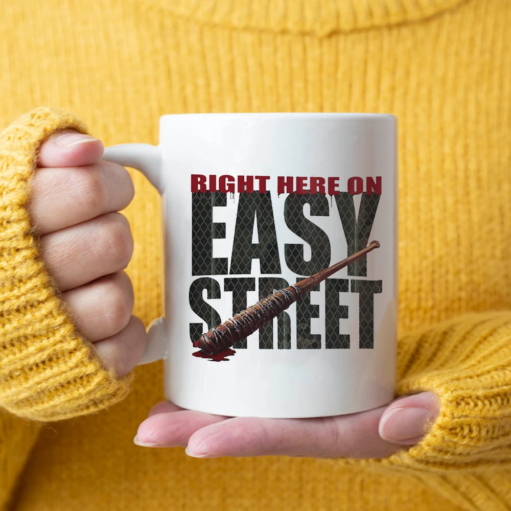 

Right Here on Easy Street coffee Mug 11oz White and Black Color Ceramic Tea Cup Boy Men Birthday Gift Mugs