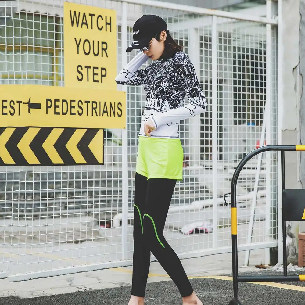 Женский комплект из трех предметов с длинным рукавом UPF 50 + Rashguard купальная