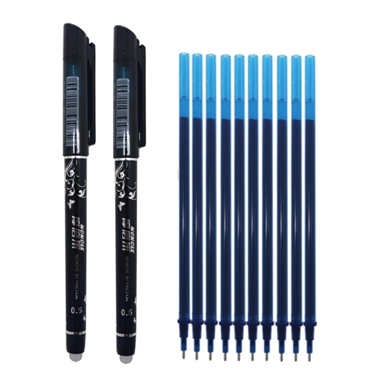 12 pcs ink blue B 12 шт./лот, набор стираемых гелевых ручек 0,5 мм, Волшебная моющаяся ручка, стираемая ручка, стержень, школьные канцелярские принадлежности, инструменты для письма, подарки - Цвет: 12 pcs ink blue B