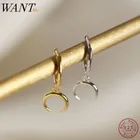 Женские серьги-гвоздики WANTME, милые геометрические серьги из настоящего серебра 100% пробы с полумесяцем, изящные подарочные украшения