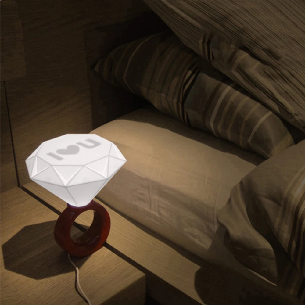 Светодиодный ночник светильник с ромбовидным кольцом настольная лампа для