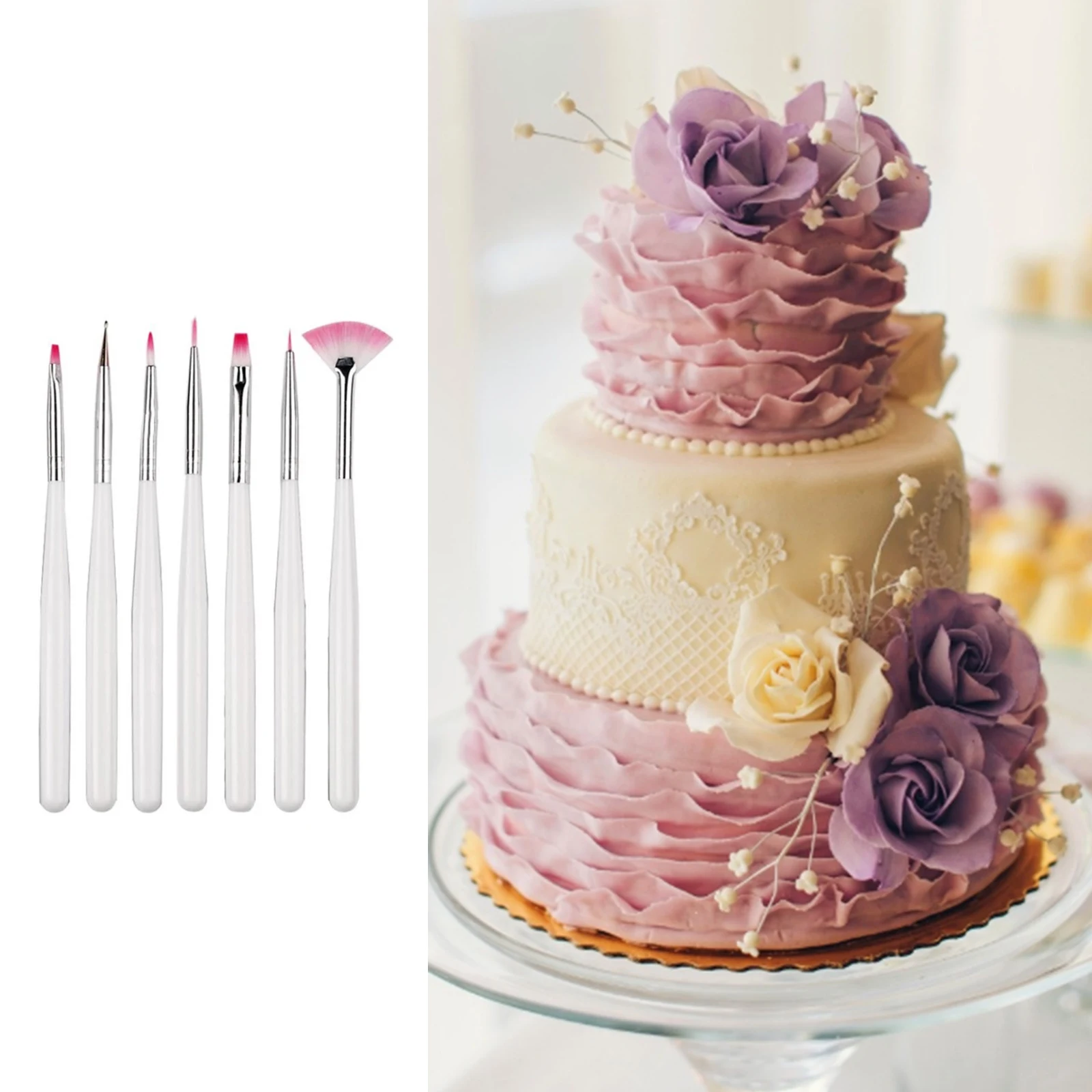 

7Pcs Fondant Cake Painting Brush Cake Decorating Dusting Icing Pastry Cake Decorating Pen Brush DIY Pastry Baking Cooking Tools