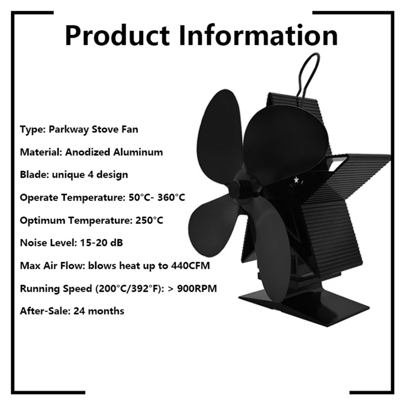 

Christmas 4 Blades Heat Powered Stove Fan for Wood Log Burner Heater Fireplace M17E