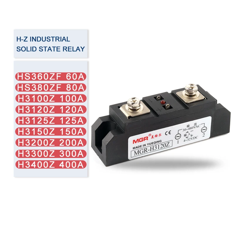 

MGR Industrial Grade Three Phase AC Solid State Relays Load Voltage 30-480VAC Control Voltage 4-32VDC Combination of Three Phase