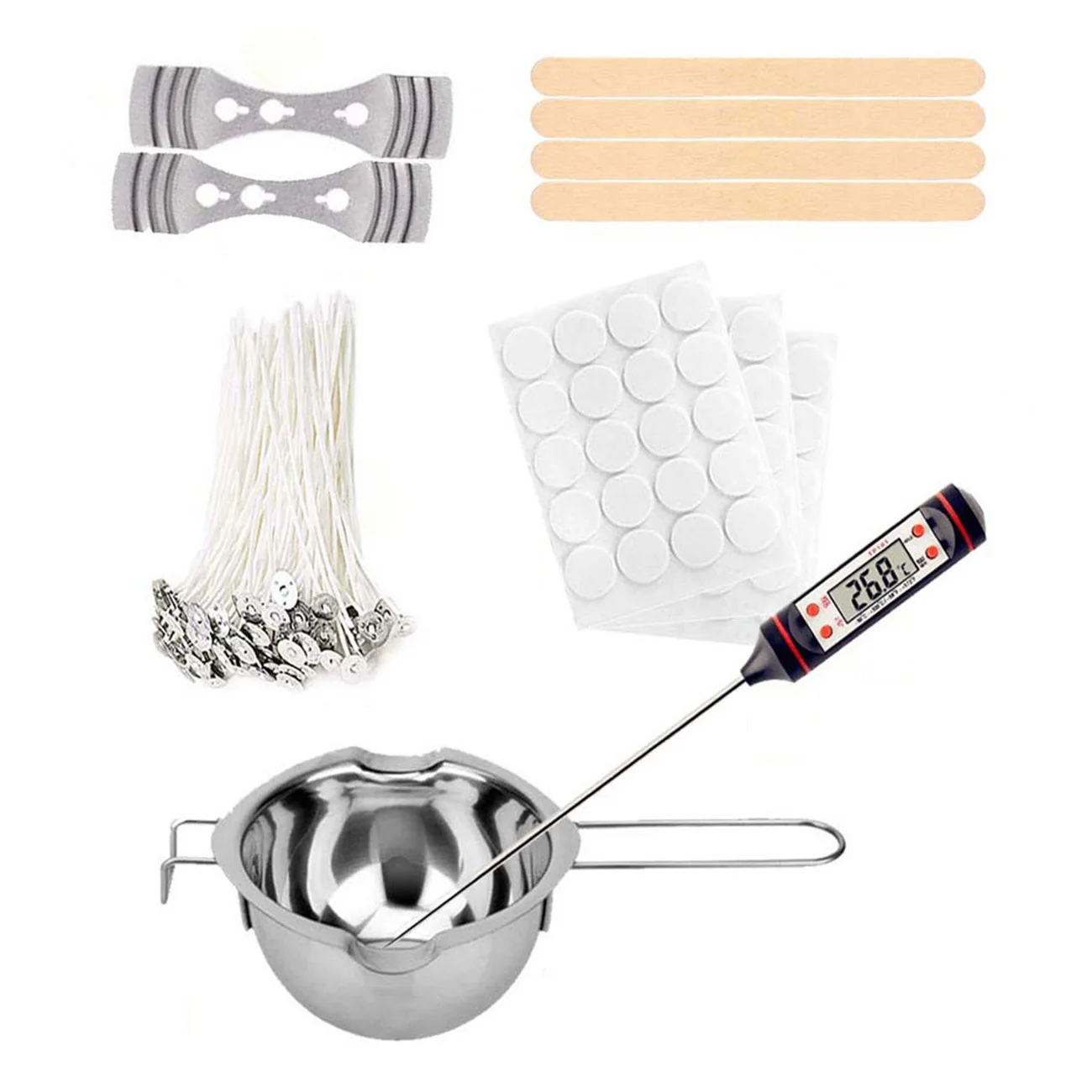 

Candle Making Kit Supplies Includes Double Spouts Boiler Pot Candle Wicks Wick Stickers And 3-Hole Candle Wicks Holder